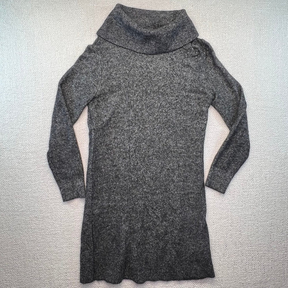 Banana Republic Petite Gray Cable Knit Cowl Neck Sweater‎ Dress Medium
